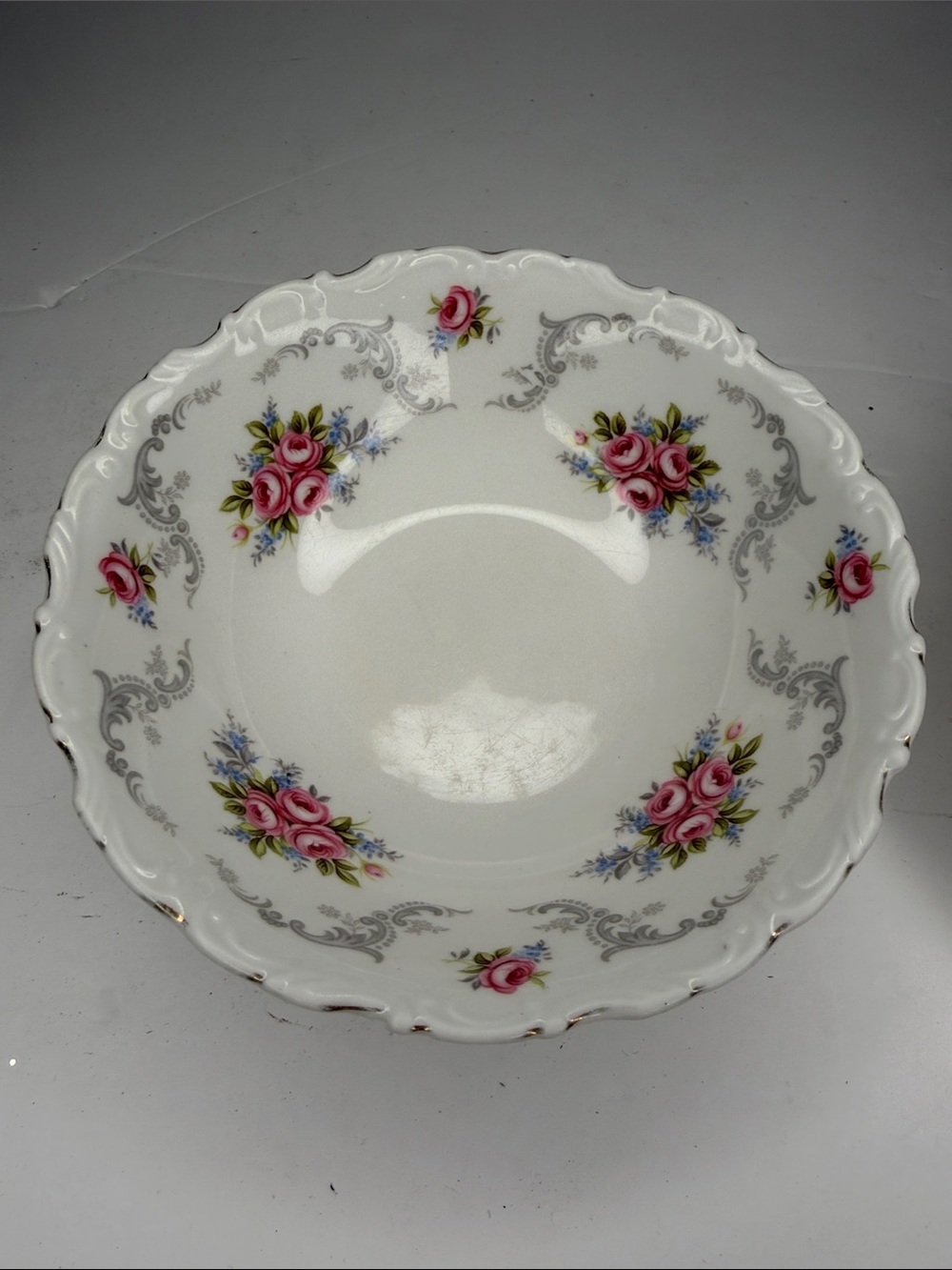 Vtg Royal Albert 6.26” Tranquillity White Bone Pink Rose Motif Cereal Bowl